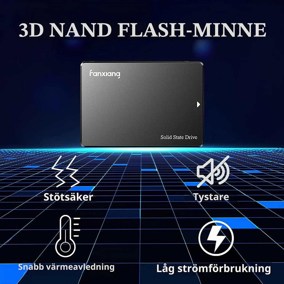 Fanxiang S101 1 TB SSD SATA III 6 Gb/s 2,5 tum intern solid state-enhet, läshastighet upp till 550 MB/sek, kompatibel med bärbara datorer och PC stationära datorer (svart)