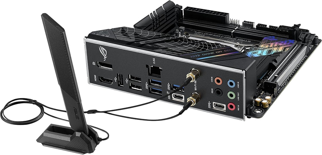 ASUS ROG Strix B760-I Gaming WiFi - Intel B760 LGA 1700 Mini ITX moderkort (DDR5, 8 + 1 DrMOS, PCIe 5.0, 2 x PCIe 4.0 M.2, wifi 6E, 2.5G Ethernet, USB 3.2 Gen 2 x 2 Type-C, Aura Sync RGB)