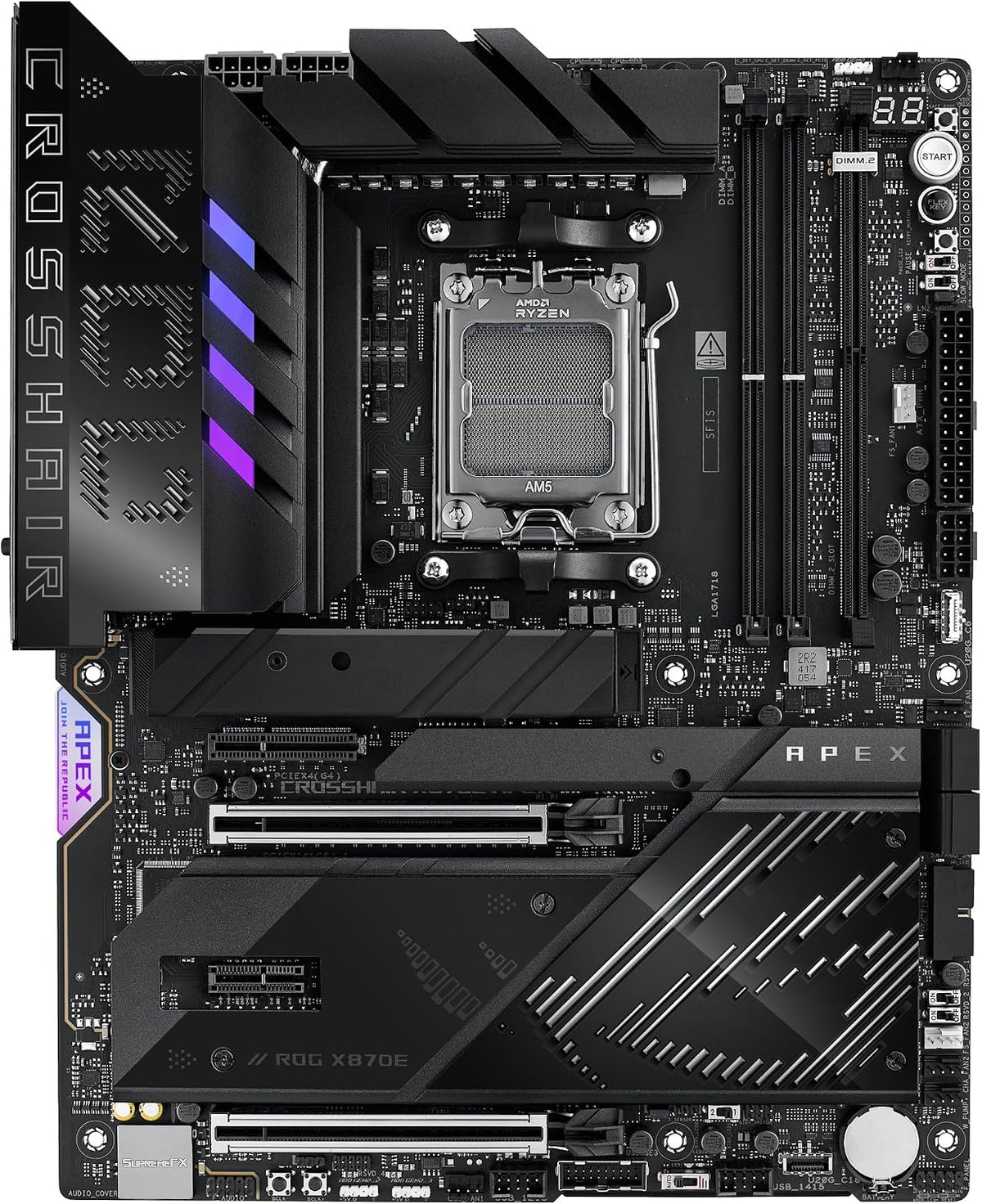 ASUS ROG Strix X870-A Gaming WiFi AMD-moderkort, 16+2 strömförsörjningssteg, DDR5-plats, fyra M.2-platser, PCIe 5.0, nästa generations GPU, WiFi 7, USB 20 Gbps med PD 3.0 upp till 30 W, Aura Sync