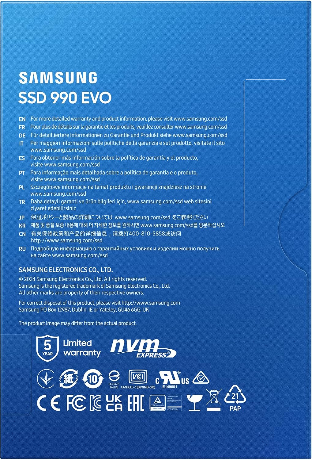 Samsung 990 PRO Heatsink NVMe M.2 SSD, 2 TB, MZ-V9P2T0CW