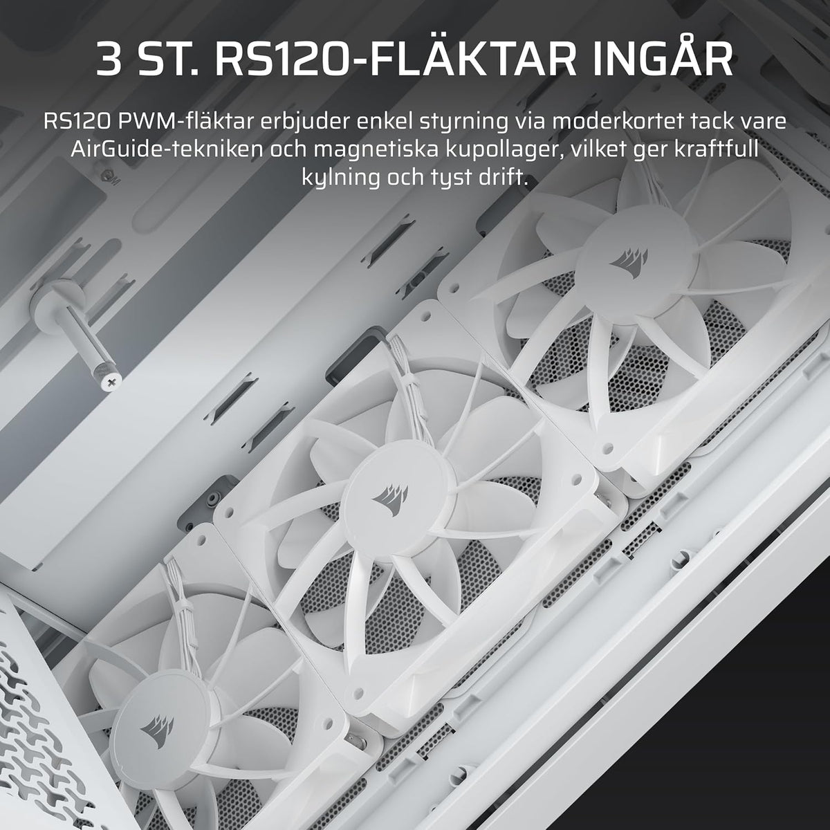 CORSAIR 3200D RS Mid Tower PC-Chassi – 3x RS120 PWM Fläktar Ingår – Svart