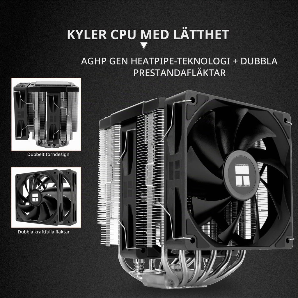 Thermalright Peerless Assassin 120 digital ARGB svart CPU-kylare, kylning med dubbla dörrar och dubbla fläktar, CPU-luftkylare, digital skärmskydd, för AM4/AM5, Intel LGA1851/1700/115X/1200