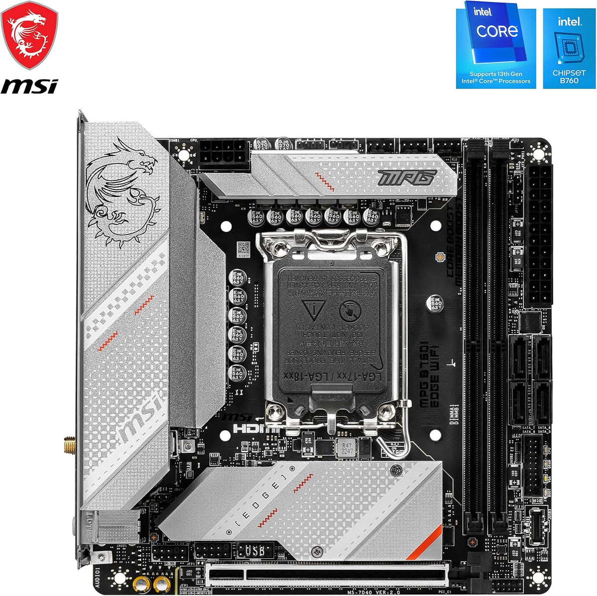 MSI PRO B760M-P DDR4 moderkort, Micro-ATX - Stöder Intel 12:e och 13:e generationens kärnprocessorer, LGA 1700 - DDR4 Memory Boost 4800+MHz/OC, PCIe 4.0 x16-kortplats, M.2 Gen4-kortplatser, olika