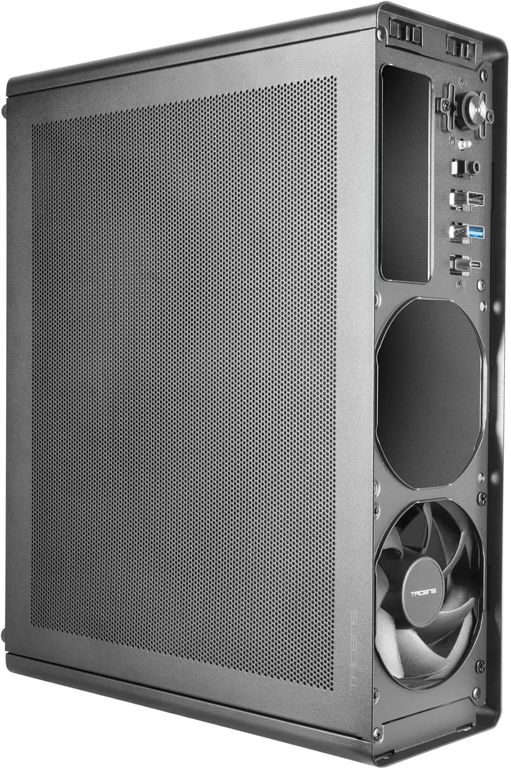Tacens AEROSLIM500, PC-chassi MicroATX, Dammskyddande Meshpaneler, TFX-nätaggregat 500W, Främre FDB-fläkt 90mm, Slim Mini-Tower Kompatibel med MicroATX och Mini-ITX, USB-C och USB 3.0, Svart
