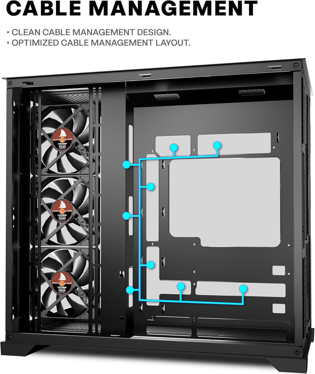 KEDIERS PC-hölje – förinstallerade 5-fläktar, ATX Mid Tower spelhölje, datorväska med öppnande sidopanel av härdat glas, svart G500