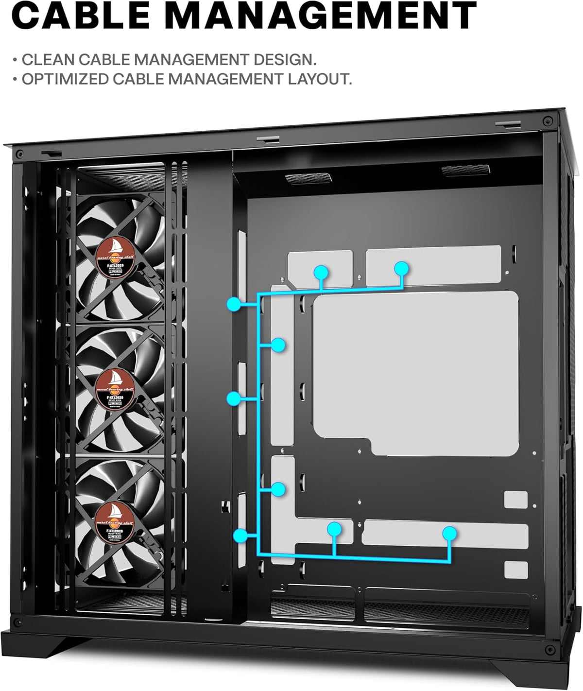 KEDIERS PC-hölje – förinstallerade 5-fläktar, ATX Mid Tower spelhölje, datorväska med öppnande sidopanel av härdat glas, svart G500