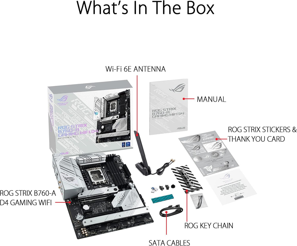 ASUS ROG Strix B760-I Gaming WiFi - Intel B760 LGA 1700 Mini ITX moderkort (DDR5, 8 + 1 DrMOS, PCIe 5.0, 2 x PCIe 4.0 M.2, wifi 6E, 2.5G Ethernet, USB 3.2 Gen 2 x 2 Type-C, Aura Sync RGB)