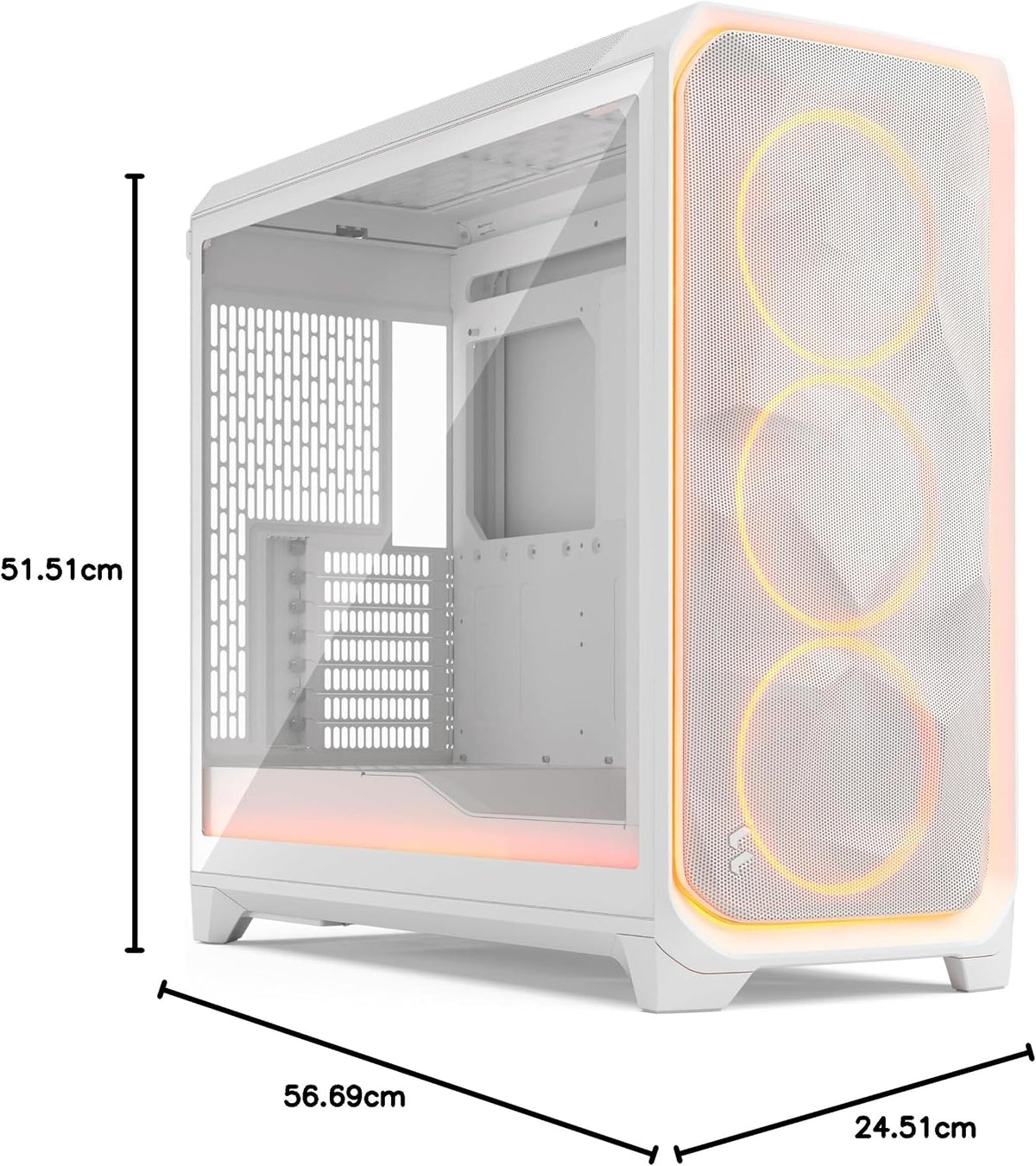 Fractal Design Meshify 3 XL Vit Tempered Glass Klar Toning - Gamingdatorchassi – Meshfront – Tre Momentum 14-fläktar ingår – GPU-stöd upp till 512 mm längd – E-ATX/ATX/mATX-stöd