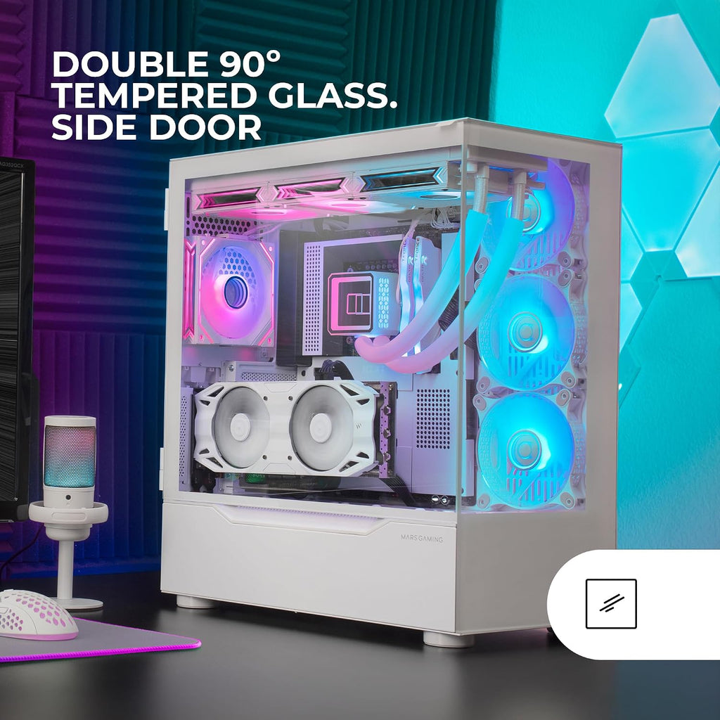 Mars Gaming MC-S1, ultrakompakt Micro-ATX PC-fodral, ARGB frontbelysning 12 lägen, FRGB-fläkt, spelfodral för helsidofönster, stöder vätskekylare upp till 120 mm, rosa