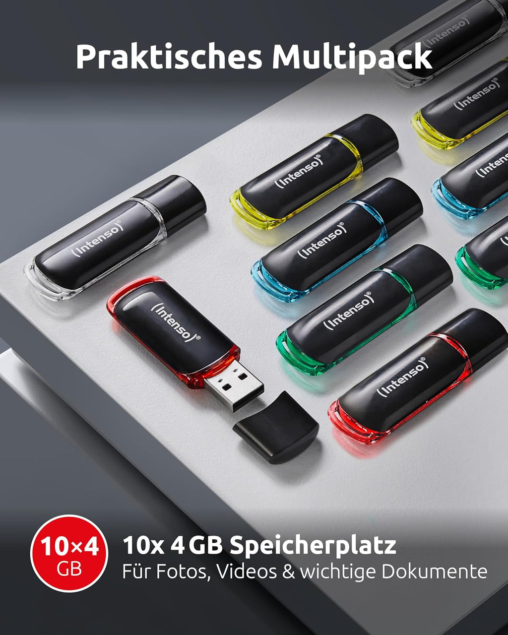 Intenso Business Line - Flash Drive 16 GB - USB 2.0, Black/Red
