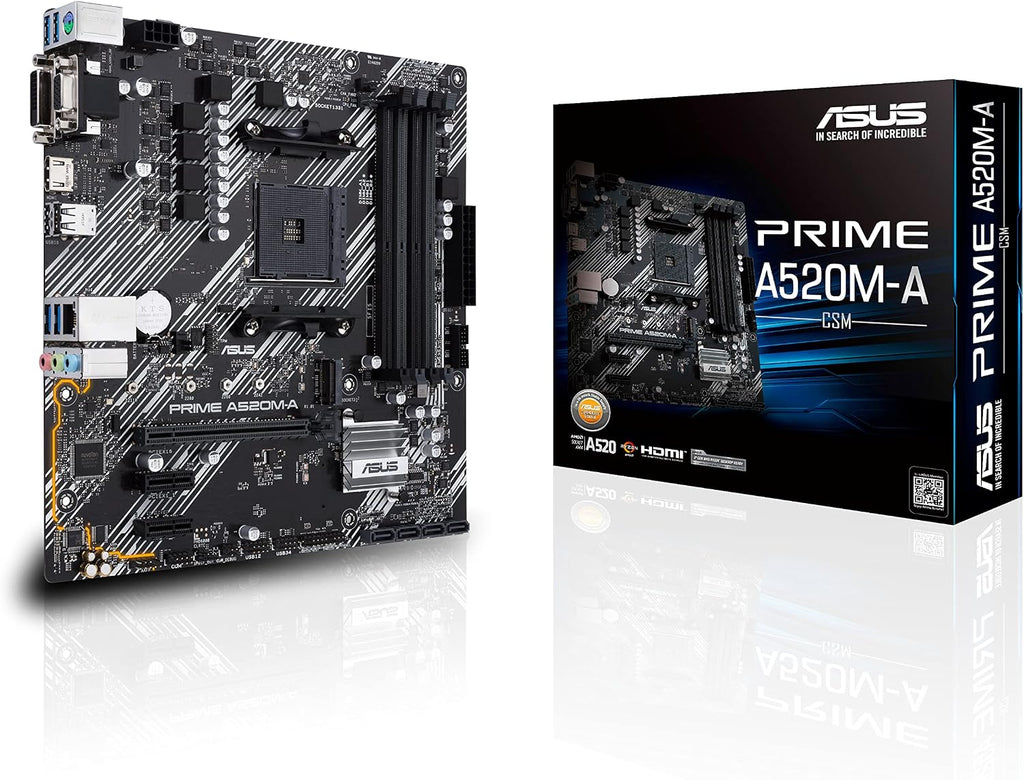 ASUS PRIME B550M-A WiFi II MicroATX moderkort, AMD B550, Socket AM4, DDR4, PCI 4.0, Realtek 1GB LAN, WiFi 6 (802.11ax), 2xM.2, 4xSATA 6GB/s, 2xUSB 3.2 Gen 2, Stöd för Aura Sync RGB, Svart