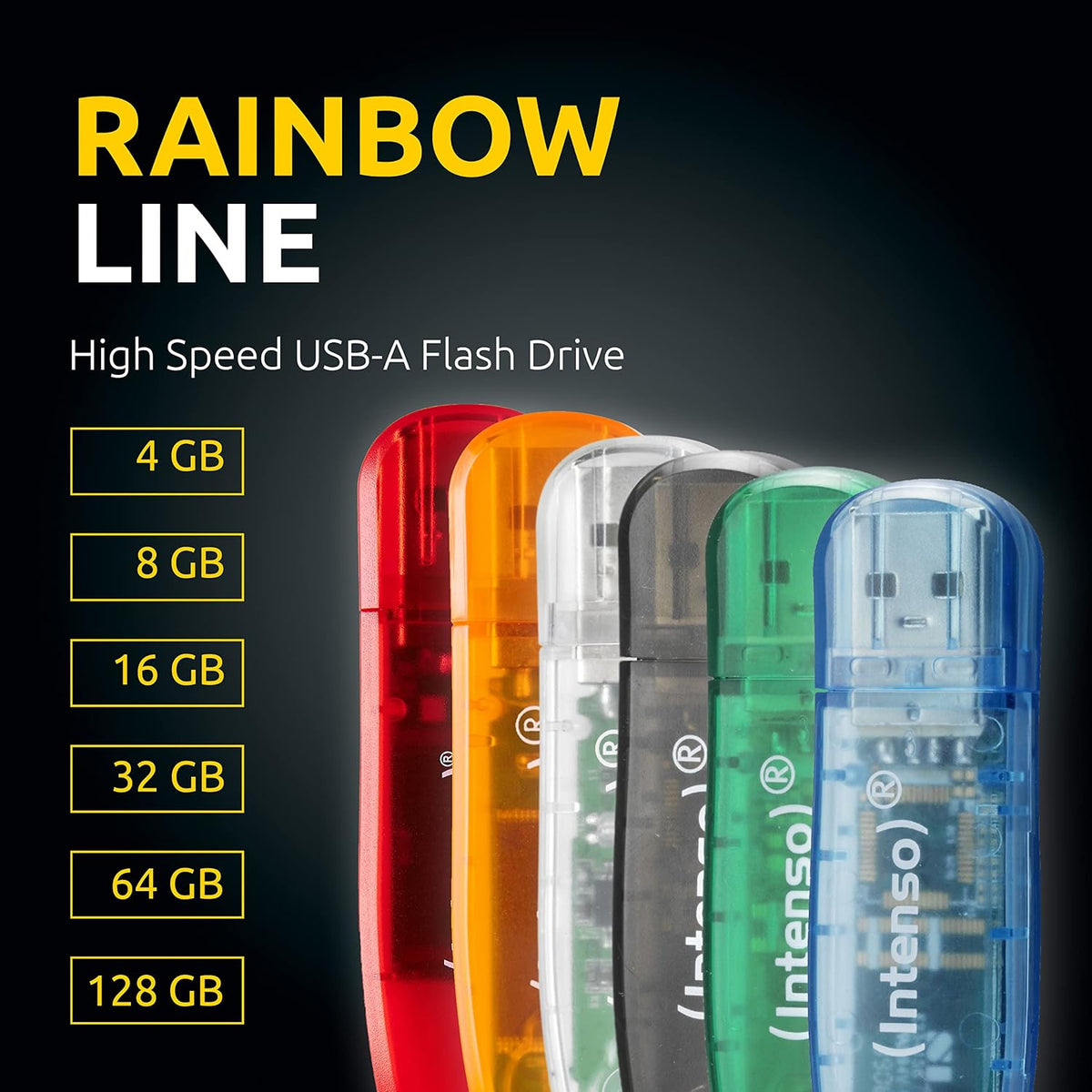 Intenso 3502470 Rainbow USB-minne, 16GB, Svart