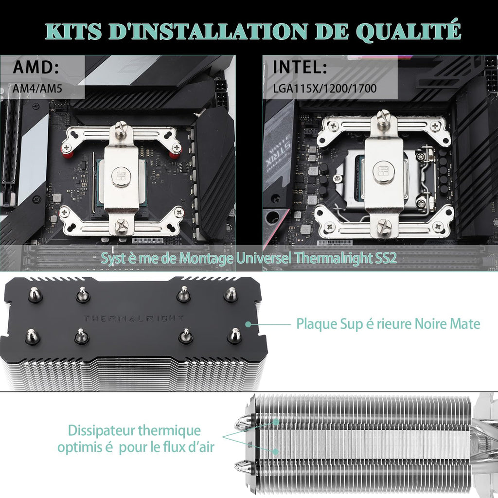 TR AssassinX120 SE vit ARGB CPU-luftkylare, 4 värmerör, TL-C12CW-S PWM Quiet Fan CPU-kylare med S-FDB-lager, för AMD AM4 AM5/Intel 1700/1150/1151/1200, PC-kylare