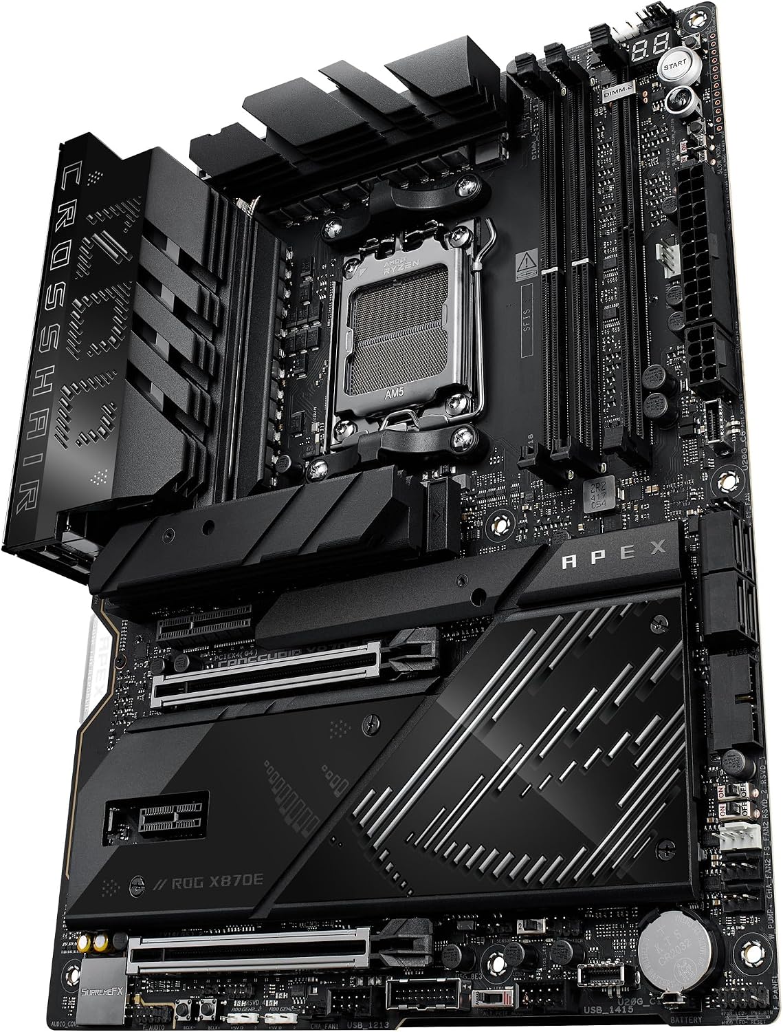 ASUS ROG Strix X870-A Gaming WiFi AMD-moderkort, 16+2 strömförsörjningssteg, DDR5-plats, fyra M.2-platser, PCIe 5.0, nästa generations GPU, WiFi 7, USB 20 Gbps med PD 3.0 upp till 30 W, Aura Sync