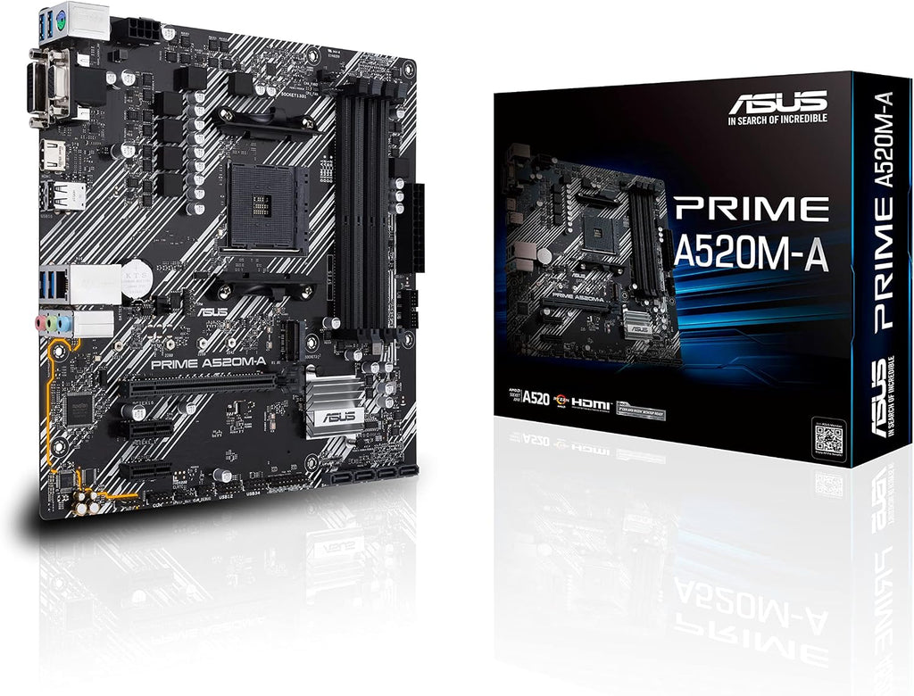 ASUS PRIME B550M-A WiFi II MicroATX moderkort, AMD B550, Socket AM4, DDR4, PCI 4.0, Realtek 1GB LAN, WiFi 6 (802.11ax), 2xM.2, 4xSATA 6GB/s, 2xUSB 3.2 Gen 2, Stöd för Aura Sync RGB, Svart
