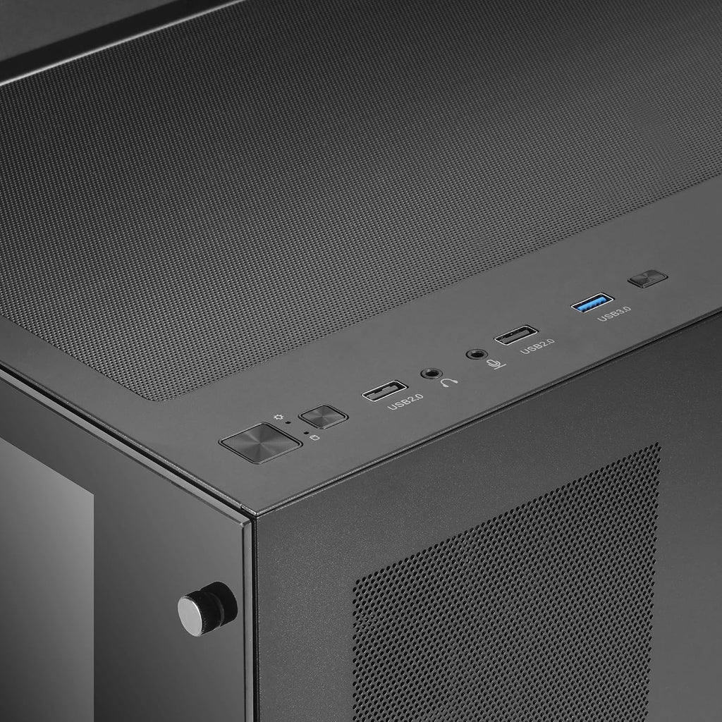 Mars Gaming MC-S1 svart, kompakt Micro-ATX Gaming PC-hölje, ARGB belysning 12 lägen, FRGB-fläkt, Full Side Window, MCS1