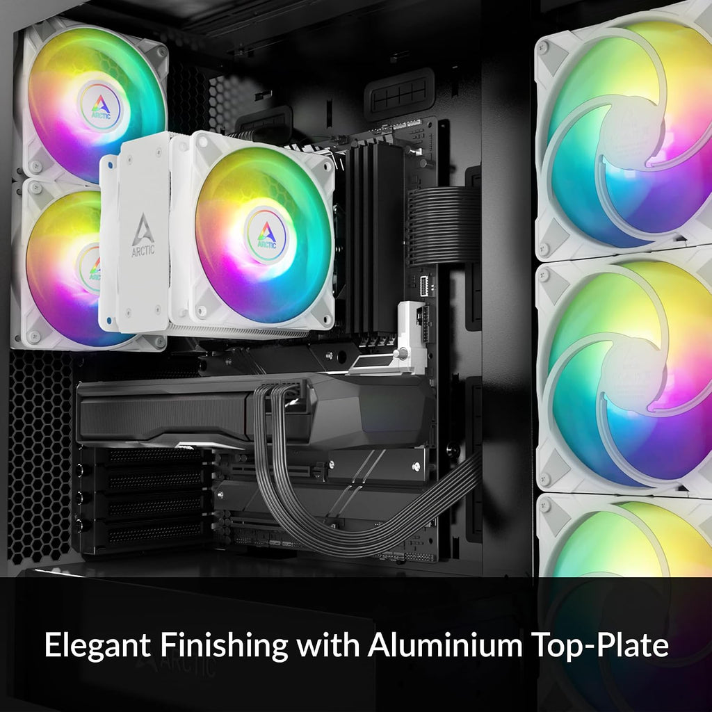 ARCTIC Freezer 36 A-RGB - Vit - Single-tower CPU-kylare med push-pull, två tryckoptimerade 120 mm P-fläktar och ARGB-belysning, fluiddynamiskt lager