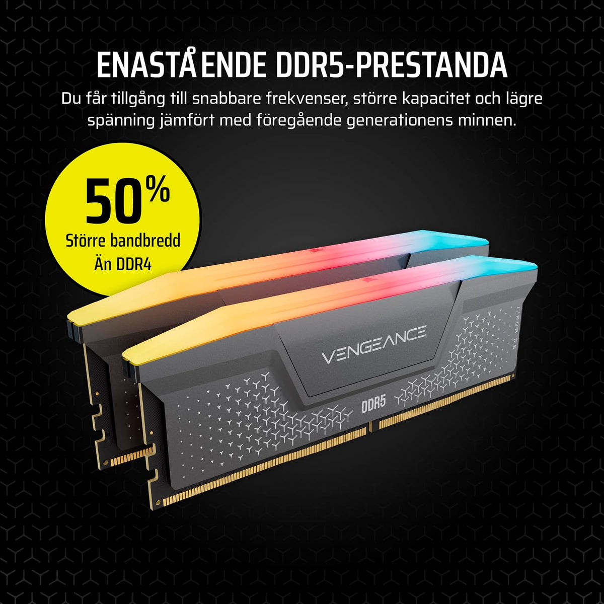 CORSAIR VENGEANCE RGB RS DDR5 64GB (2x32GB) Upp Till 6000MHz AMD INTEL RAM