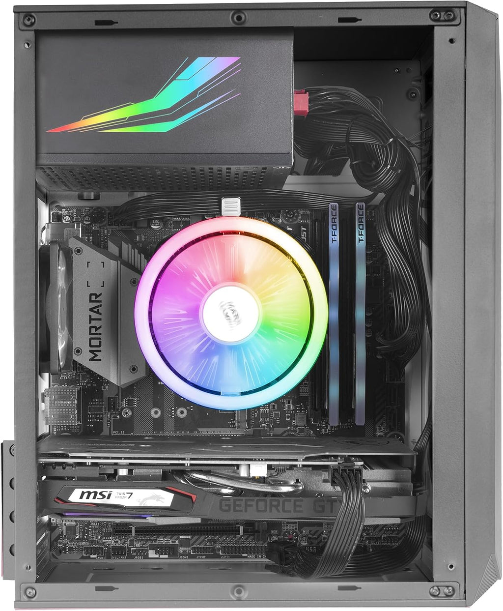 Mars Gaming MC-S1 svart, kompakt Micro-ATX Gaming PC-hölje, ARGB belysning 12 lägen, FRGB-fläkt, Full Side Window, MCS1