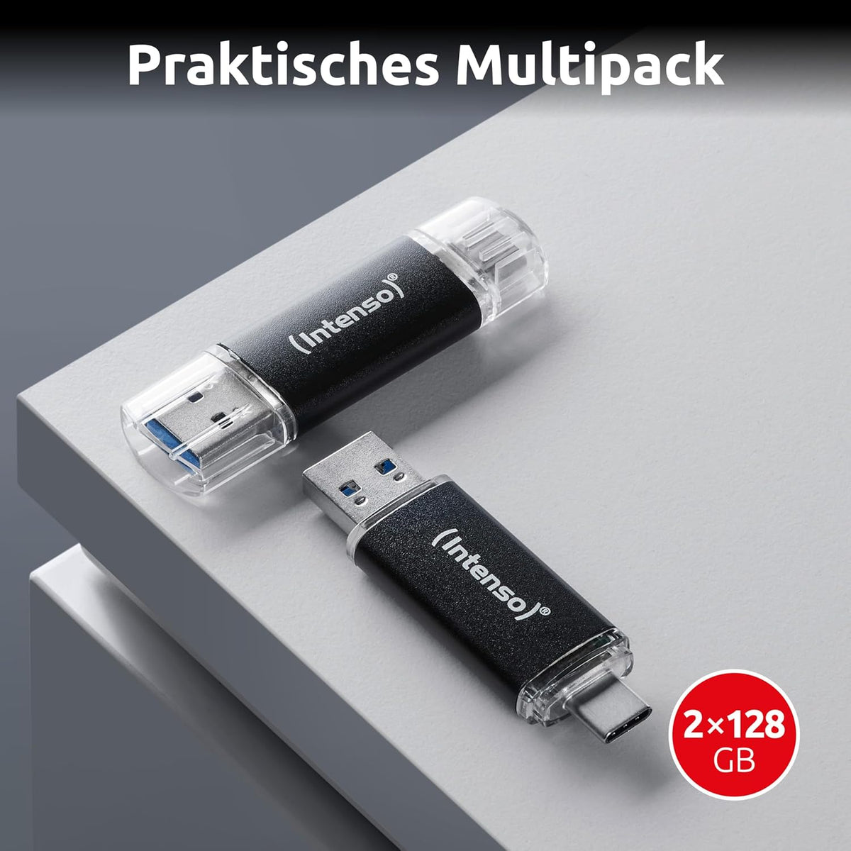 Intenso Twist Line Dual USB-minne 5 x 32 GB – Super Speed USB 3.2 Gen 1 x 1 med upp till 70 MB/s, USB-C och USB-A, antracit