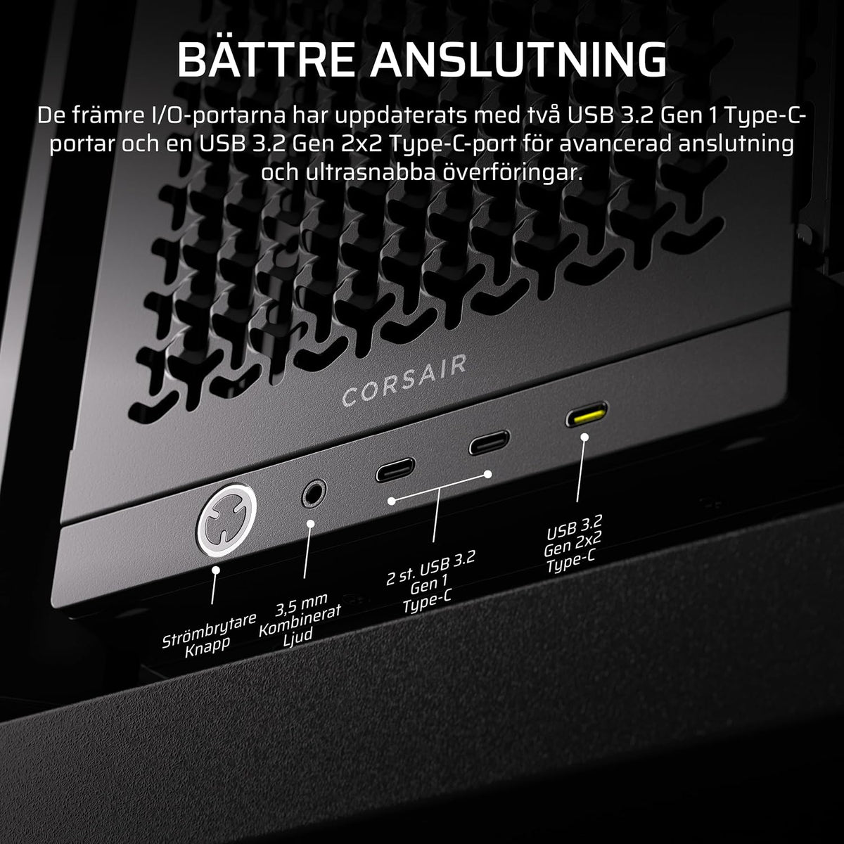 CORSAIR FRAME 4000D LCD RS ARGB Miditower-Datorchassi – XENEON EDGE 14,5-Tums LCD-Pekskärm - InfiniRail-Fläktmonteringssystem, 4x RS120 ARGB-Fläktar - Stöder Reverse-Connector Moderkort – Vit