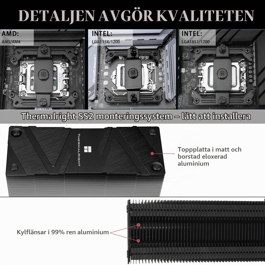 TR Assassin Spirit 120 EVO CPU-kylare, svart 120 mm PWM tyst fläkt, ARGB CPU Air Cooler, AGHP 4:e teknik, stöder Intel lga1700/1150/1151/1200, AMD AM4 AM5, guldkylare