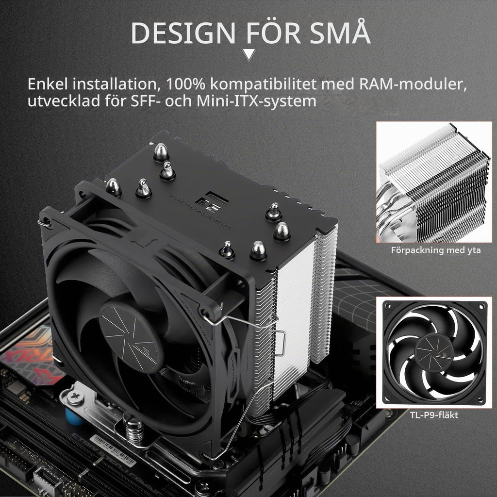 Thermalright Assassin X 90 SE ARGB CPU-luftkylare med 4 värmerör, TL-P9-S PWM ARGB-fläkt, datorkylfläns/processorkylare, AGHP 4.0-teknik, för AMD AM4 AM5/Intel LGA 1150/1151/1200/1700 (AX90 SE ARGB)