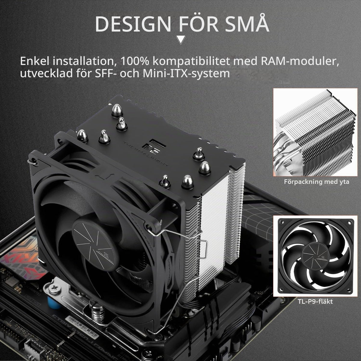 Thermalright Assassin X 90 SE ARGB CPU-luftkylare med 4 värmerör, TL-P9-S PWM ARGB-fläkt, datorkylfläns/processorkylare, AGHP 4.0-teknik, för AMD AM4 AM5/Intel LGA 1150/1151/1200/1700 (AX90 SE ARGB)