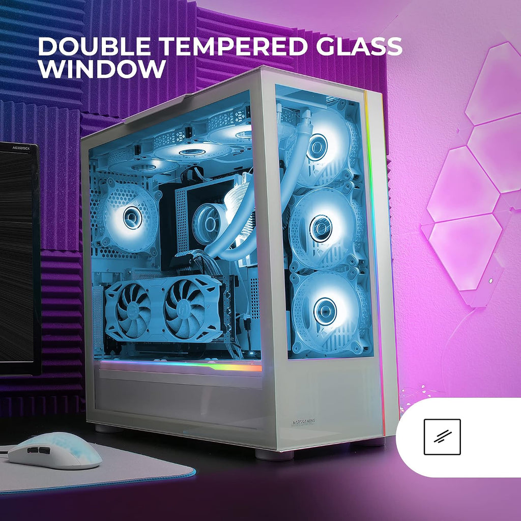 Mars Gaming MC-S1 svart, kompakt Micro-ATX Gaming PC-hölje, ARGB belysning 12 lägen, FRGB-fläkt, Full Side Window, MCS1
