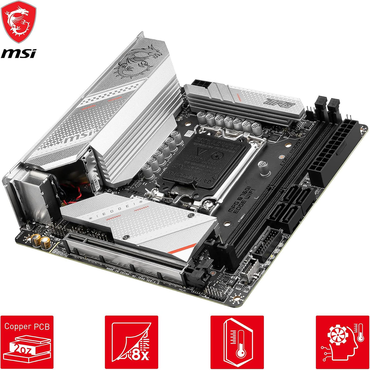 MSI PRO B760M-P DDR4 moderkort, Micro-ATX - Stöder Intel 12:e och 13:e generationens kärnprocessorer, LGA 1700 - DDR4 Memory Boost 4800+MHz/OC, PCIe 4.0 x16-kortplats, M.2 Gen4-kortplatser, olika