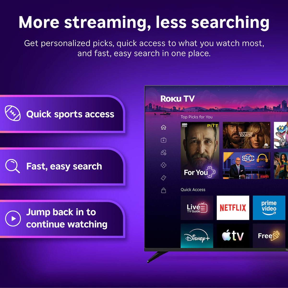Roku 50-Inch Select Series Smart TV 2026-4K QLED TV - Roku TV