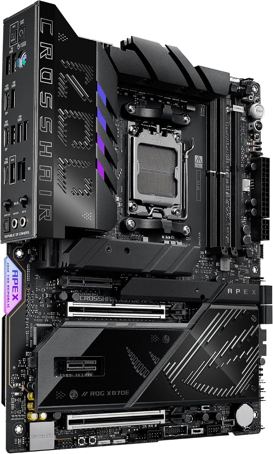 ASUS ROG Strix X870-A Gaming WiFi AMD-moderkort, 16+2 strömförsörjningssteg, DDR5-plats, fyra M.2-platser, PCIe 5.0, nästa generations GPU, WiFi 7, USB 20 Gbps med PD 3.0 upp till 30 W, Aura Sync