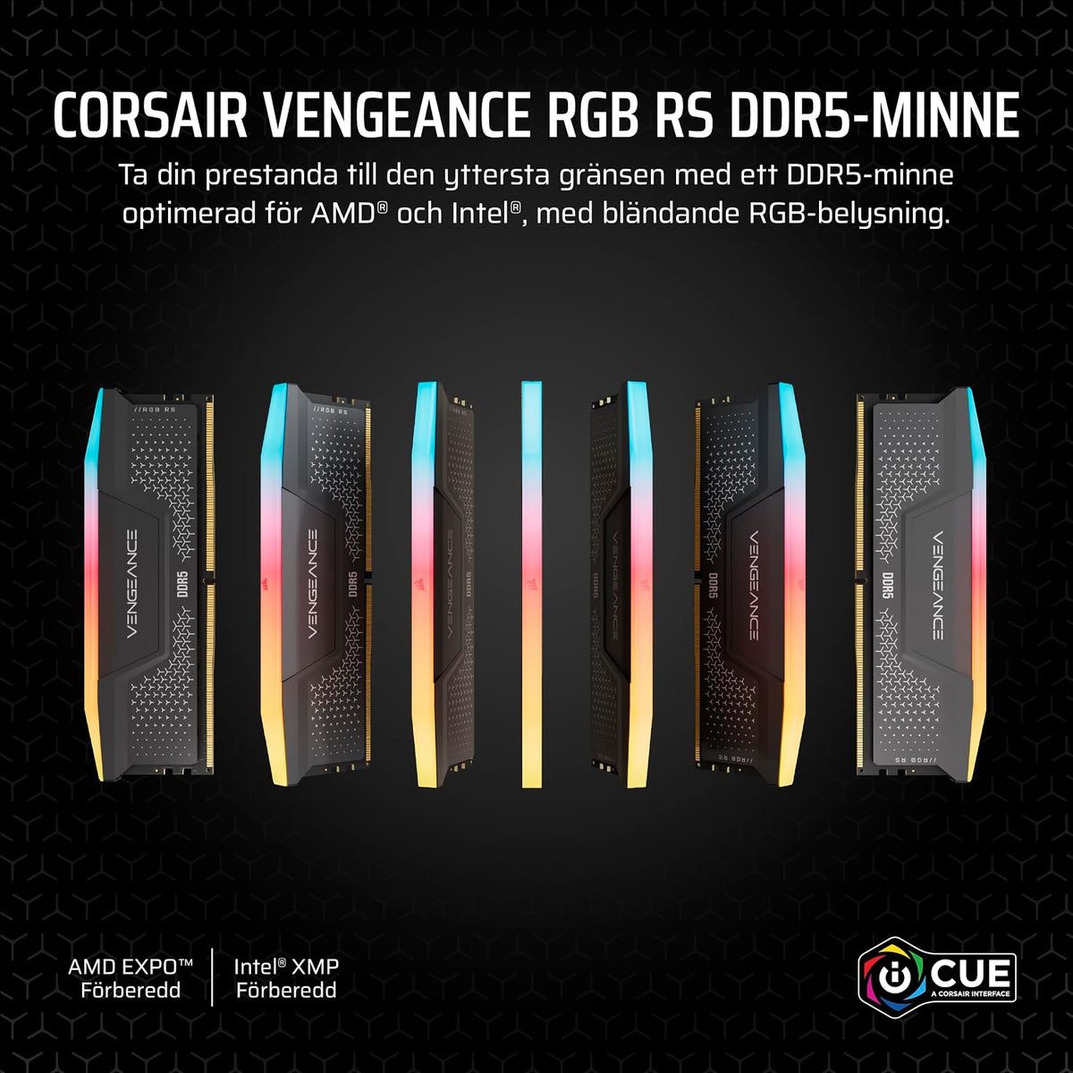 CORSAIR VENGEANCE RGB RS DDR5 64GB (2x32GB) Upp Till 6000MHz AMD INTEL RAM