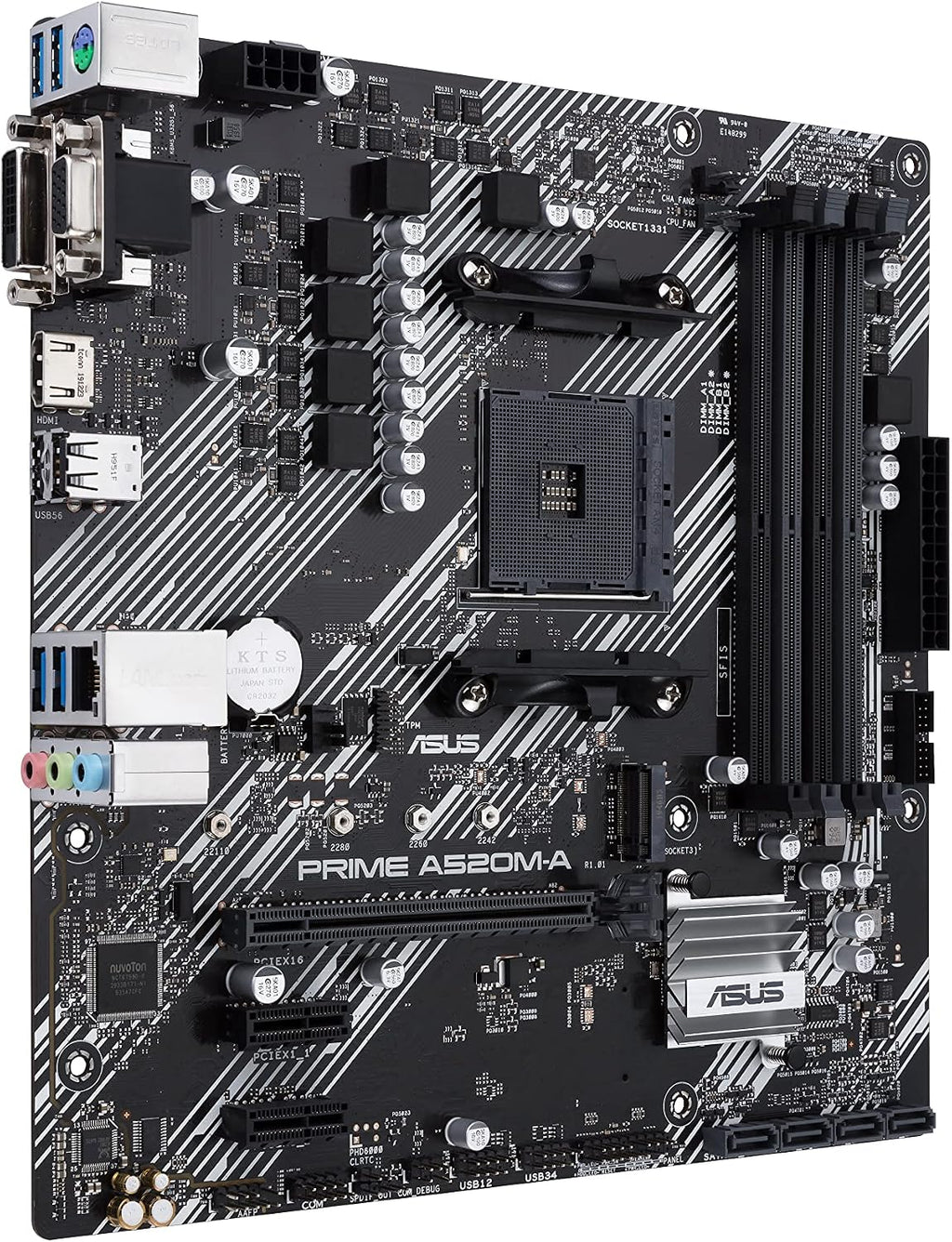ASUS PRIME B550M-A WiFi II MicroATX moderkort, AMD B550, Socket AM4, DDR4, PCI 4.0, Realtek 1GB LAN, WiFi 6 (802.11ax), 2xM.2, 4xSATA 6GB/s, 2xUSB 3.2 Gen 2, Stöd för Aura Sync RGB, Svart