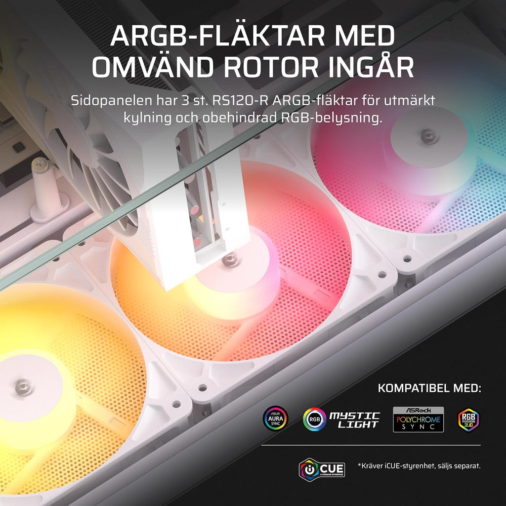 CORSAIR 2800X RS-R Fläktar med Omvänd ARGB PC-chassi Micro-ATX – Svart