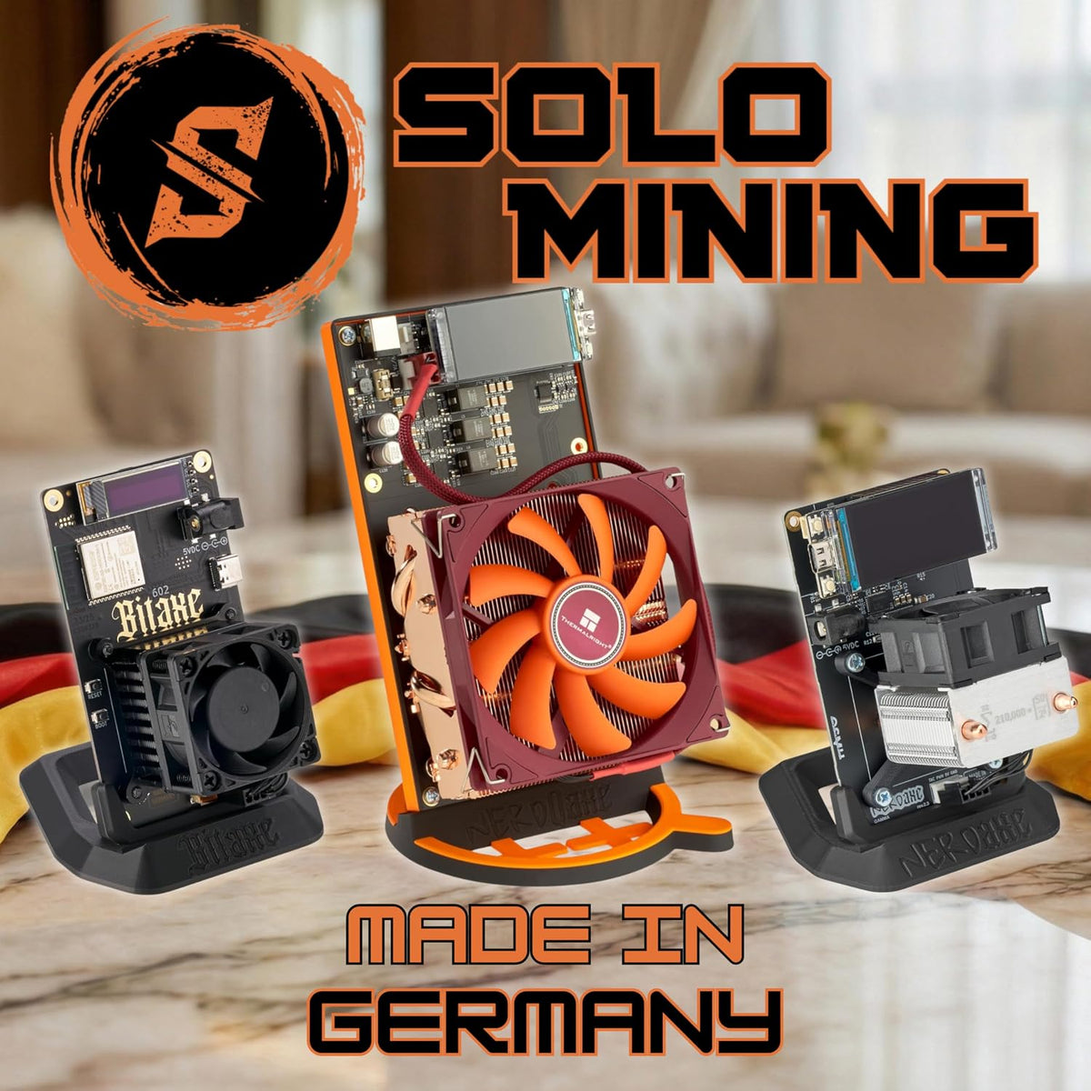 NerdQaxe++ | Tillverkad i Tyskland | 5 TH/s | Bitcoin Miner – Premium Plug and Play Home Miner | inkl. strömförsörjning och hållare