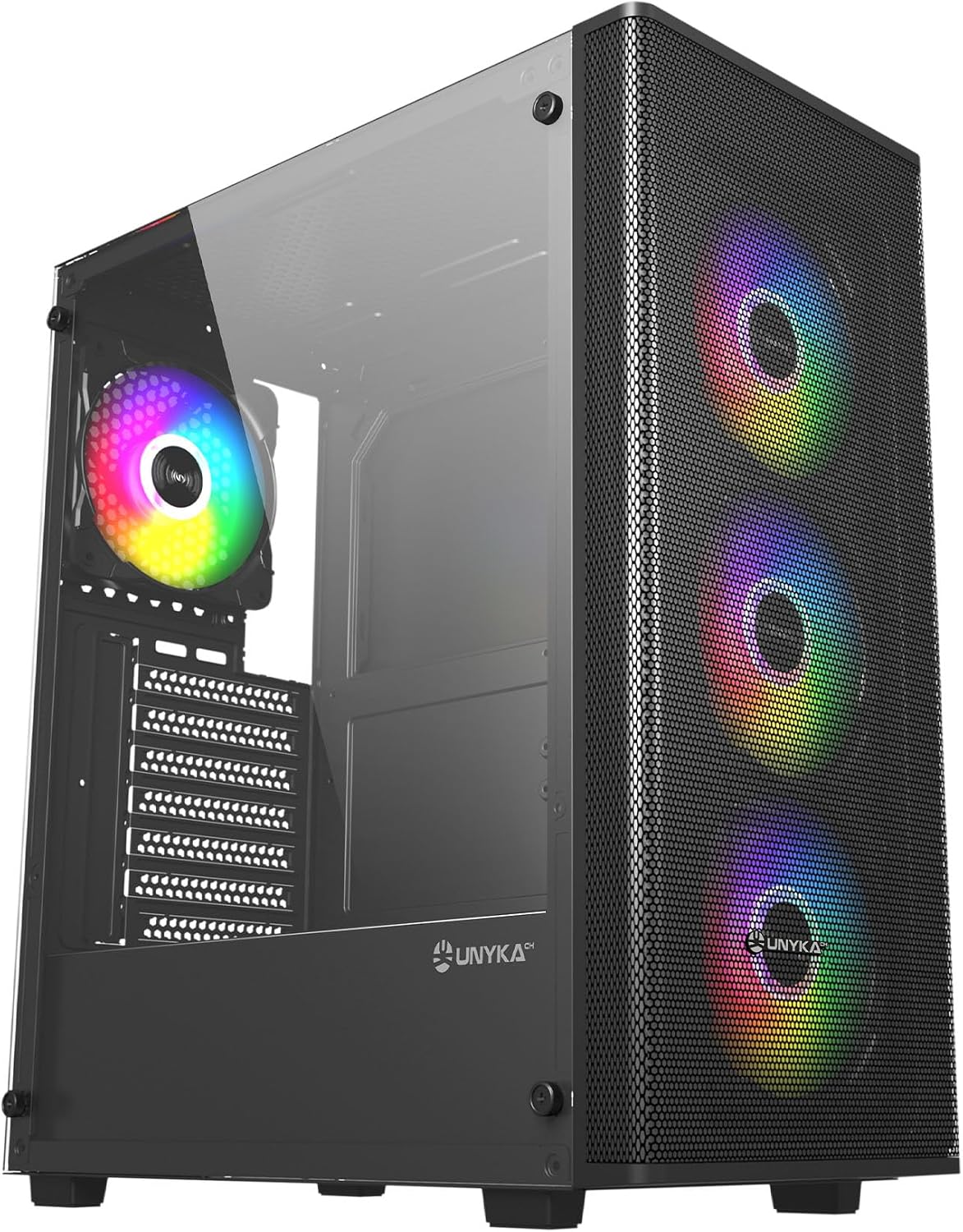 UNYKAch MIR 100 stort speldatorhölje med 4 ARGB-fläktar, 1 USB 2.0 och 3 USB 3.0