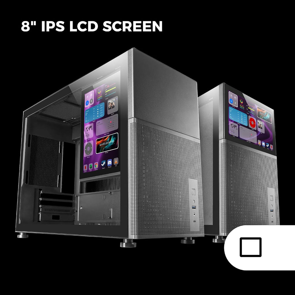 Mars Gaming MC-S1, ultrakompakt Micro-ATX PC-fodral, ARGB frontbelysning 12 lägen, FRGB-fläkt, spelfodral för helsidofönster, stöder vätskekylare upp till 120 mm, rosa