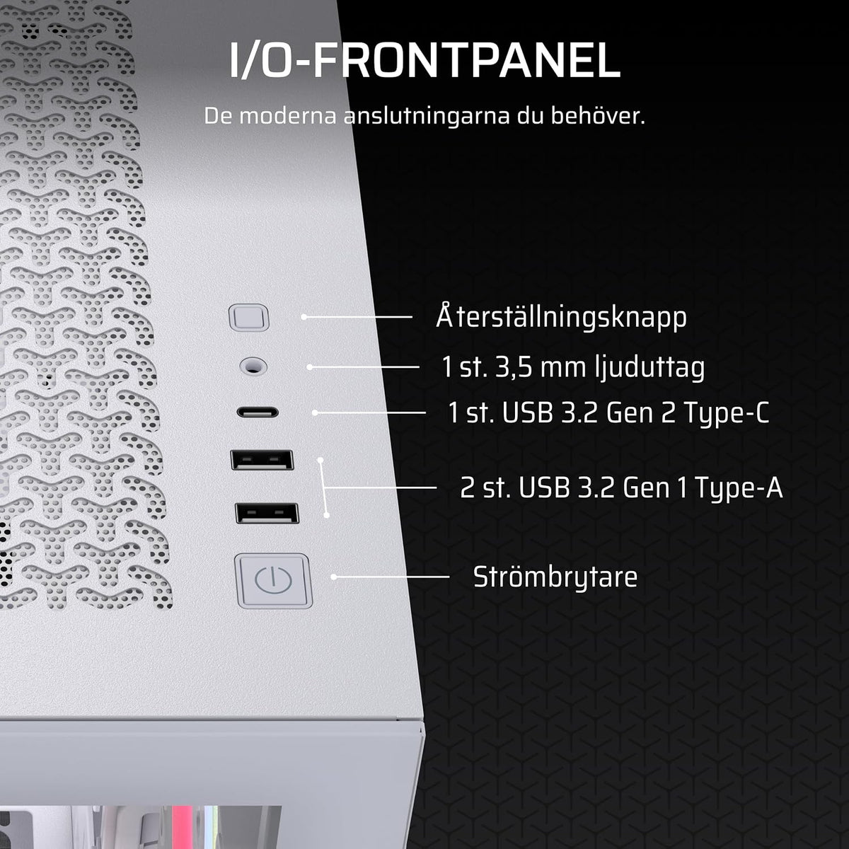CORSAIR 3500X LX-R RGB Mid-Tower Datorchassi – 3 förinstallerade LX120-R RGB-fläktar, iCUE LINK Hub - Härdat glas, Plats 10x120 mm fläktar, Kompatibelt med moderkort för omvänd kontakt - Svart