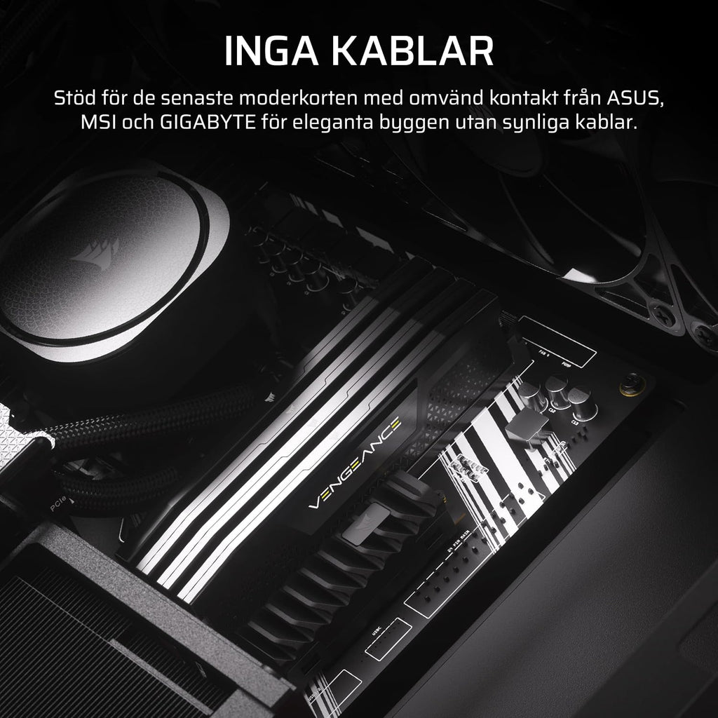 CORSAIR FRAME 4000D LCD RS ARGB Miditower-Datorchassi – XENEON EDGE 14,5-Tums LCD-Pekskärm - InfiniRail-Fläktmonteringssystem, 4x RS120 ARGB-Fläktar - Stöder Reverse-Connector Moderkort – Vit