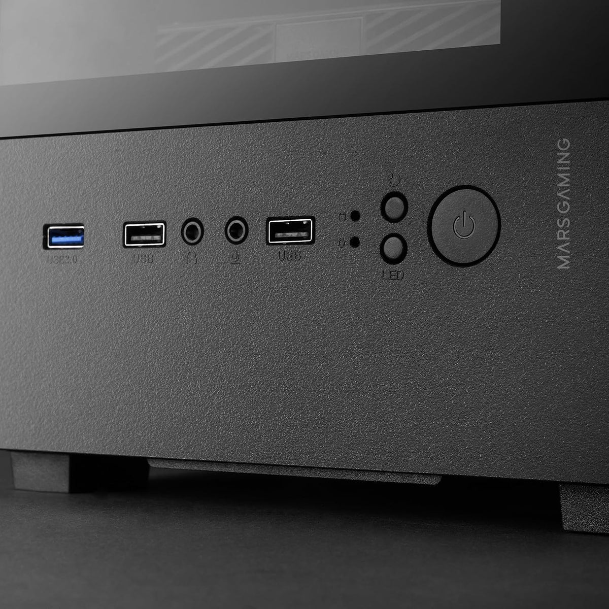 Mars Gaming MC-SE2, MicroATX Gaming Chassi, Härdat Glas Fram och Sida Utan Ram, 120mm FRGB Fläkt, Dubbelkammarsstruktur, Kompakt PC-Minitorn med Stor Intern Kapacitet, Svart