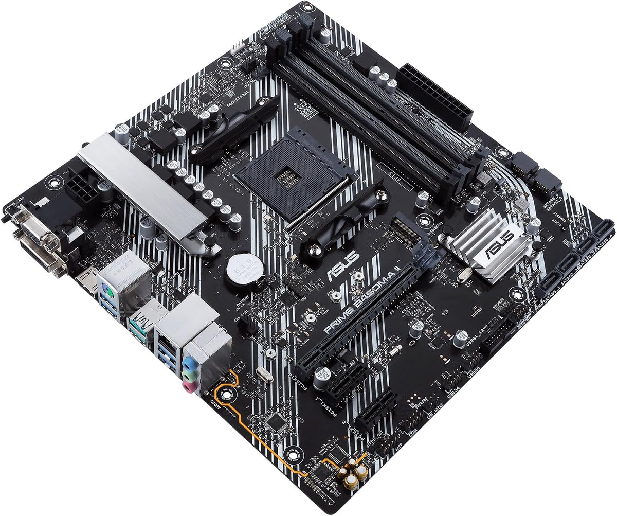 Asus TUF Gaming B450-Plus II moderkortsbas AM4 (ATX, AMD Ryzen, DDR4-minne, M.2, USB 3.1 Gen1+ Gen2, Aura Sync, Ai brusreducerande mikrofon)