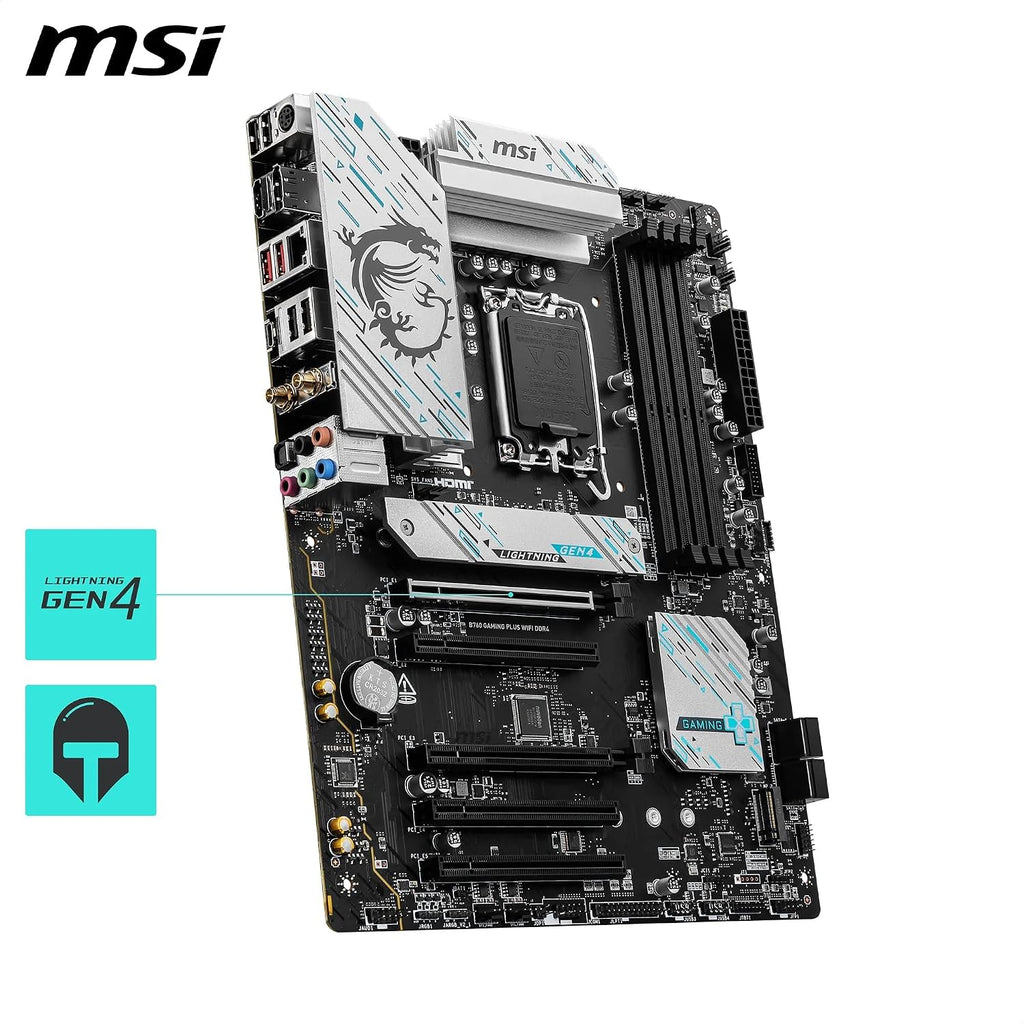 MSI PRO B760M-P DDR4 moderkort, Micro-ATX - Stöder Intel 12:e och 13:e generationens kärnprocessorer, LGA 1700 - DDR4 Memory Boost 4800+MHz/OC, PCIe 4.0 x16-kortplats, M.2 Gen4-kortplatser, olika