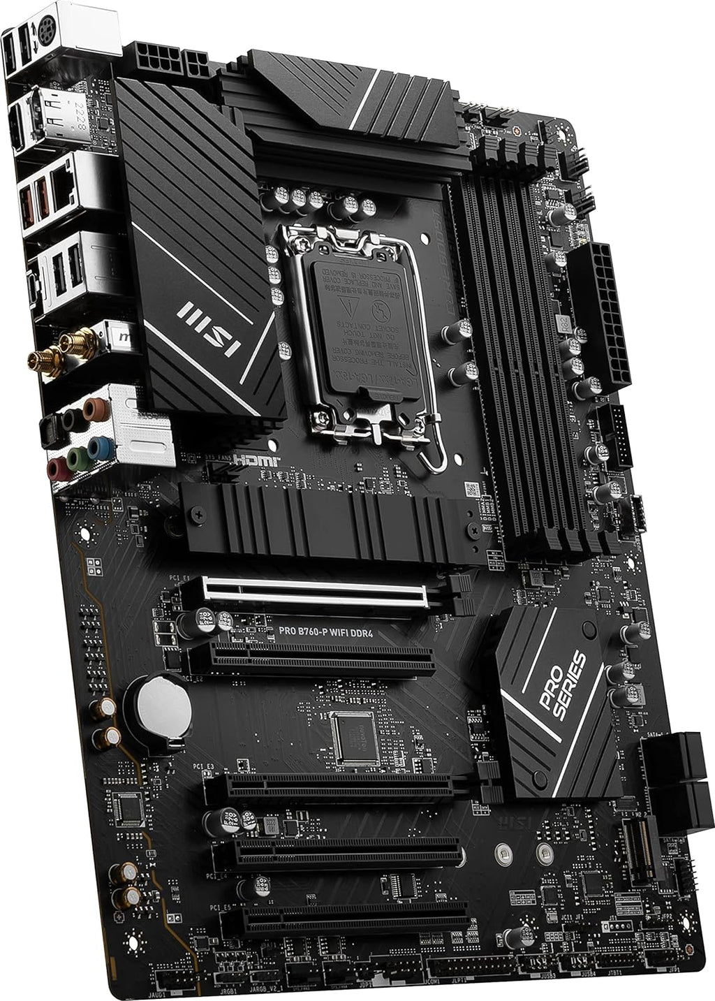 MSI PRO B760-P WiFi DDR4 ProSeries moderkort (stöder Intel-processorer av 12. /13. generationen, LGA 1700, DDR4, PCIe 4.0, M.2, 2,5 Gbit/s LAN, USB 3.2 Gen2, Wi-Fi 6E, ATX)