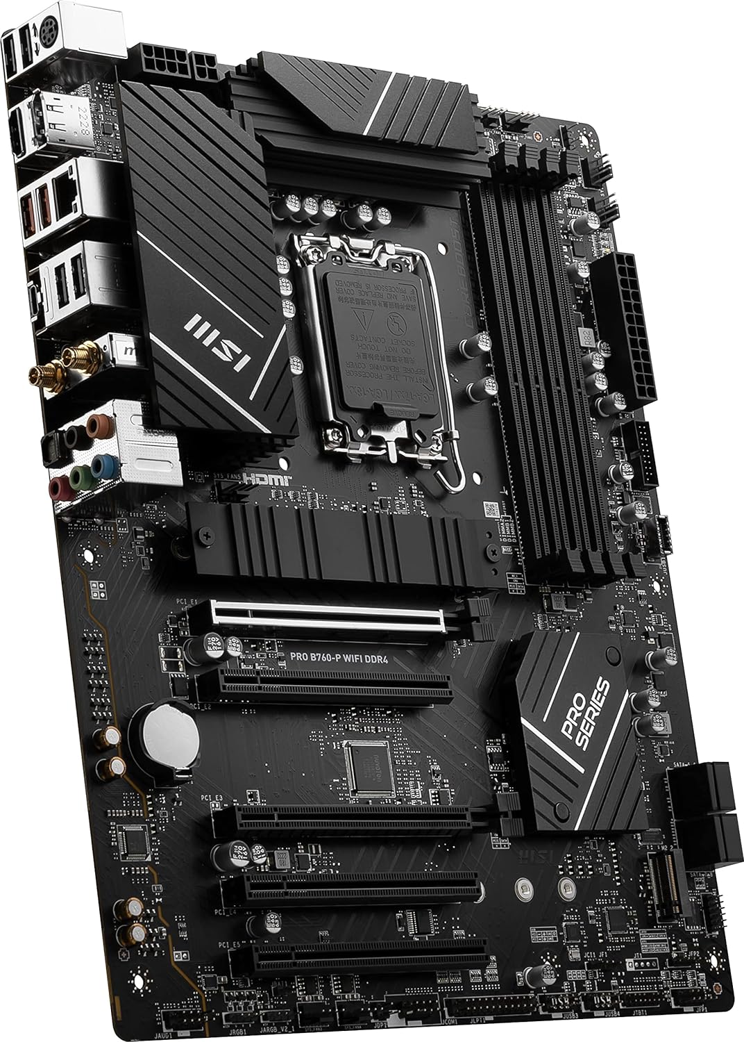 MSI PRO B760-P WiFi DDR4 ProSeries moderkort (stöder Intel-processorer av 12. /13. generationen, LGA 1700, DDR4, PCIe 4.0, M.2, 2,5 Gbit/s LAN, USB 3.2 Gen2, Wi-Fi 6E, ATX)