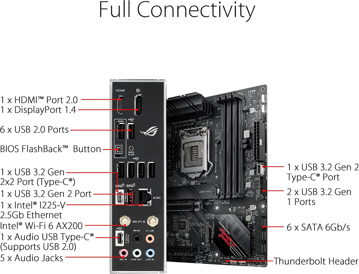 ASUS ROG Strix B760-I Gaming WiFi - Intel B760 LGA 1700 Mini ITX moderkort (DDR5, 8 + 1 DrMOS, PCIe 5.0, 2 x PCIe 4.0 M.2, wifi 6E, 2.5G Ethernet, USB 3.2 Gen 2 x 2 Type-C, Aura Sync RGB)