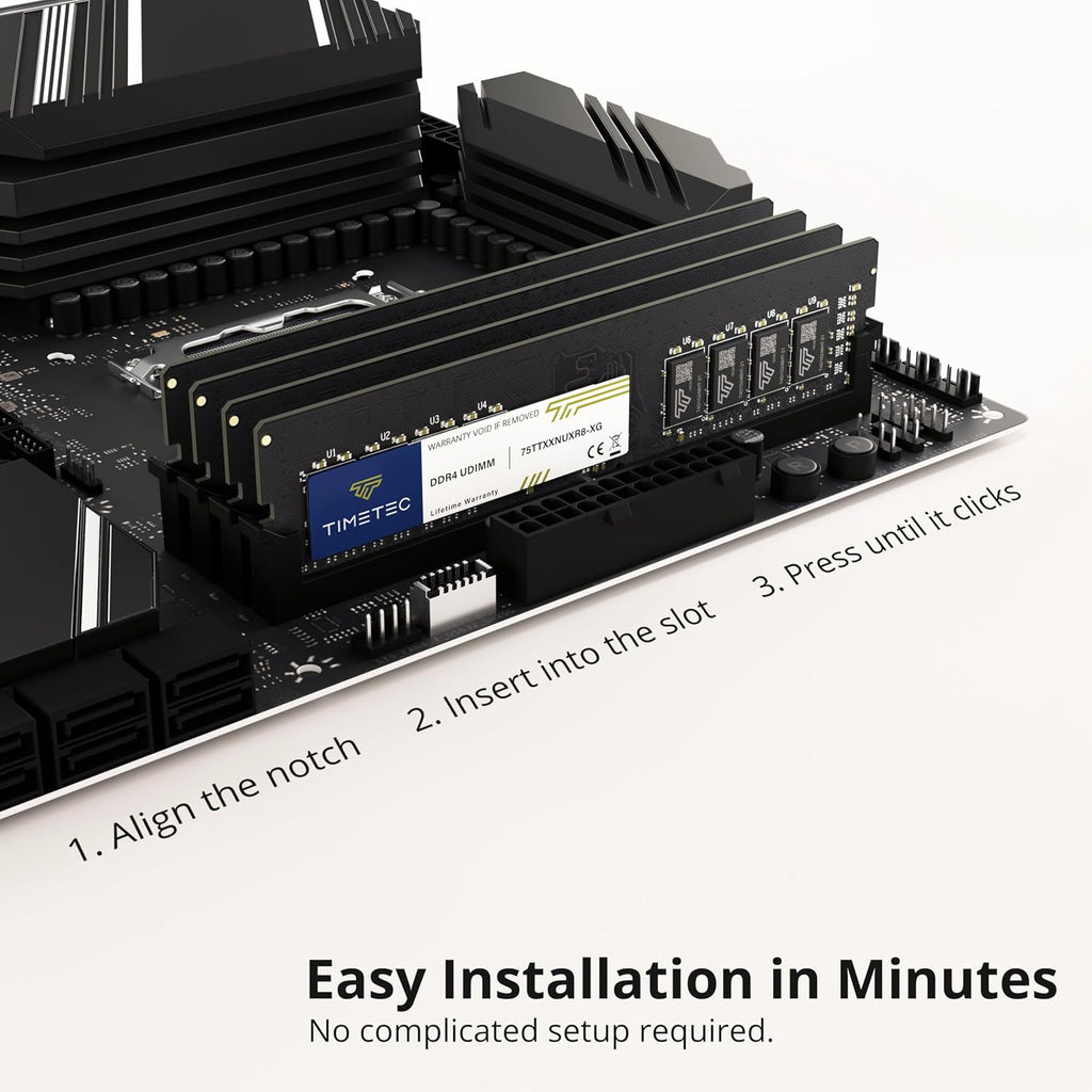 Timetec Premium 32 GB kit (2 x 16 GB) DDR4 3200 MHz (eller 2 933 MHz eller 2666 MHz) PC4-25600 icke-XMP CL22 1,2 V icke-ECC obuffrad 2Rx8 Dual Rank 288 Pin UDIMM skrivbord PC datorminne