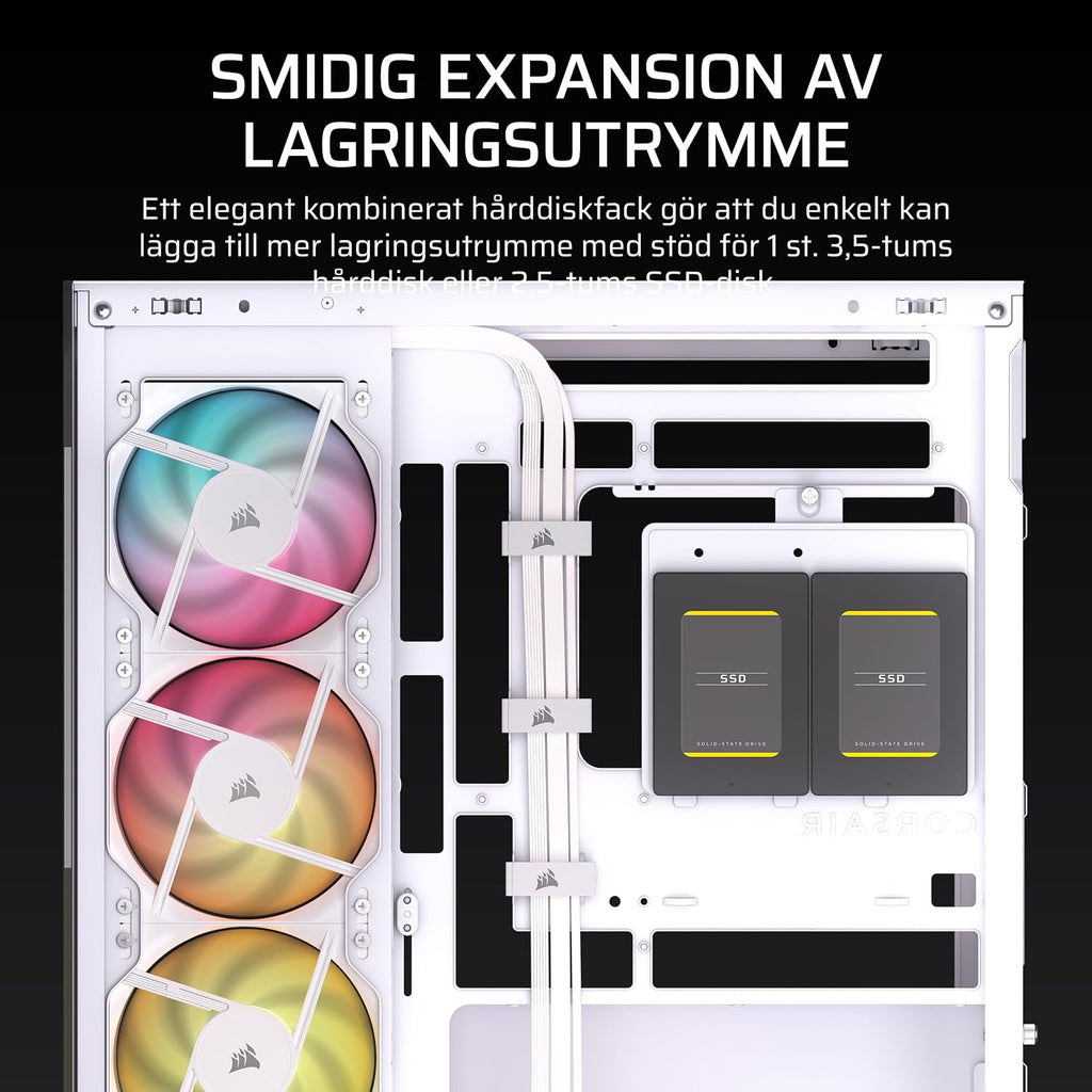 CORSAIR 2800X RS-R Fläktar med Omvänd ARGB PC-chassi Micro-ATX – Svart