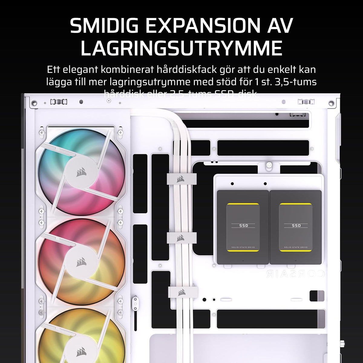 CORSAIR 2800X RS-R Fläktar med Omvänd ARGB PC-chassi Micro-ATX – Svart