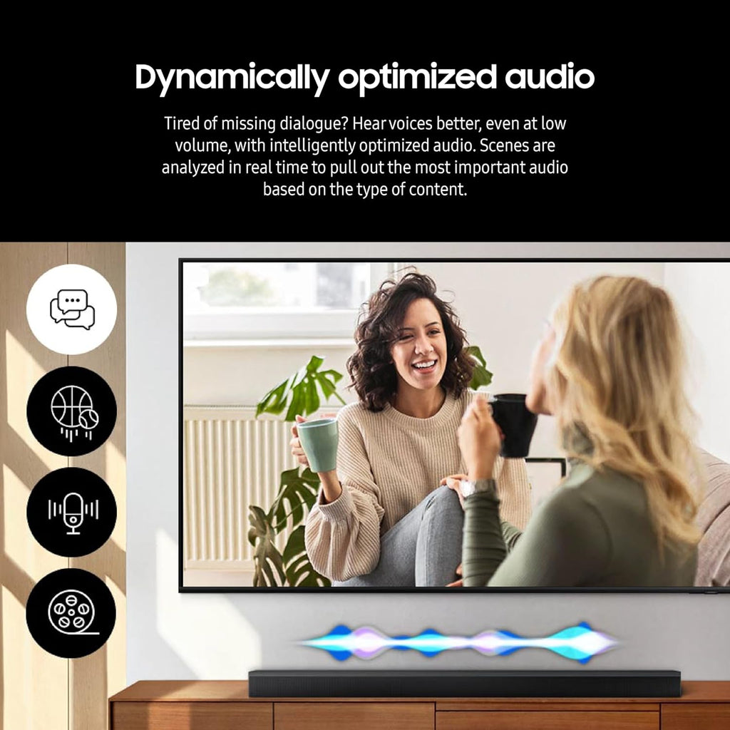 Samsung B-Series Soundbar HW-B550F 2.1 ch DTS Virtual:X Soundbar with Subwoofer (2025 Model) Voice Enhance Mode, Bass Boost, Adaptive Sound